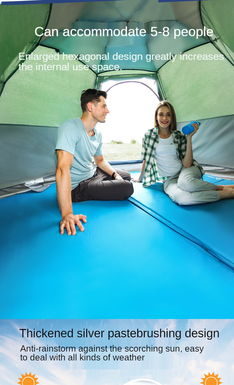 Cheap Goat Tents Outdoor Hexagonal 3 4 People Multi Person Automatic Rainproof Camping Family Leisure Tent Upgrade Tents 